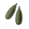 30x12mm Oxidized Silver Bezeled Serpentine Pear Pendant Set of 2