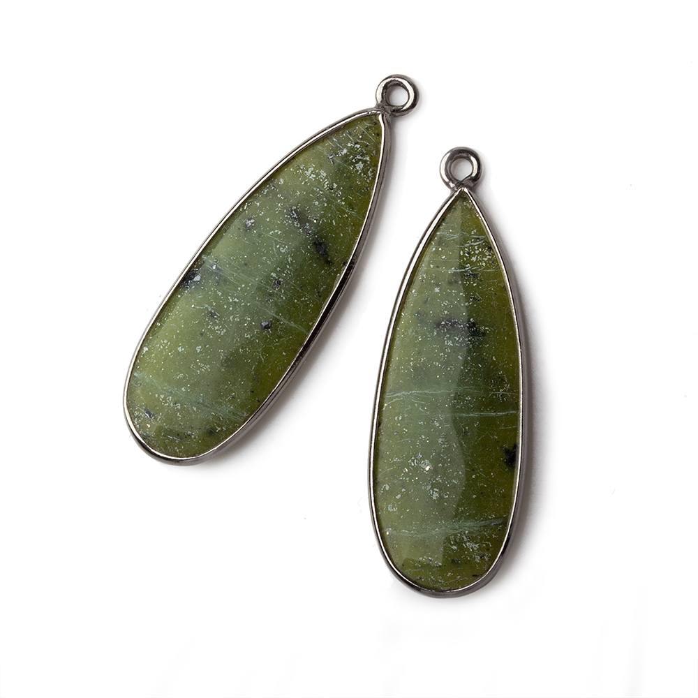 30x12mm Oxidized Silver Bezeled Serpentine Pear Pendant Set of 2