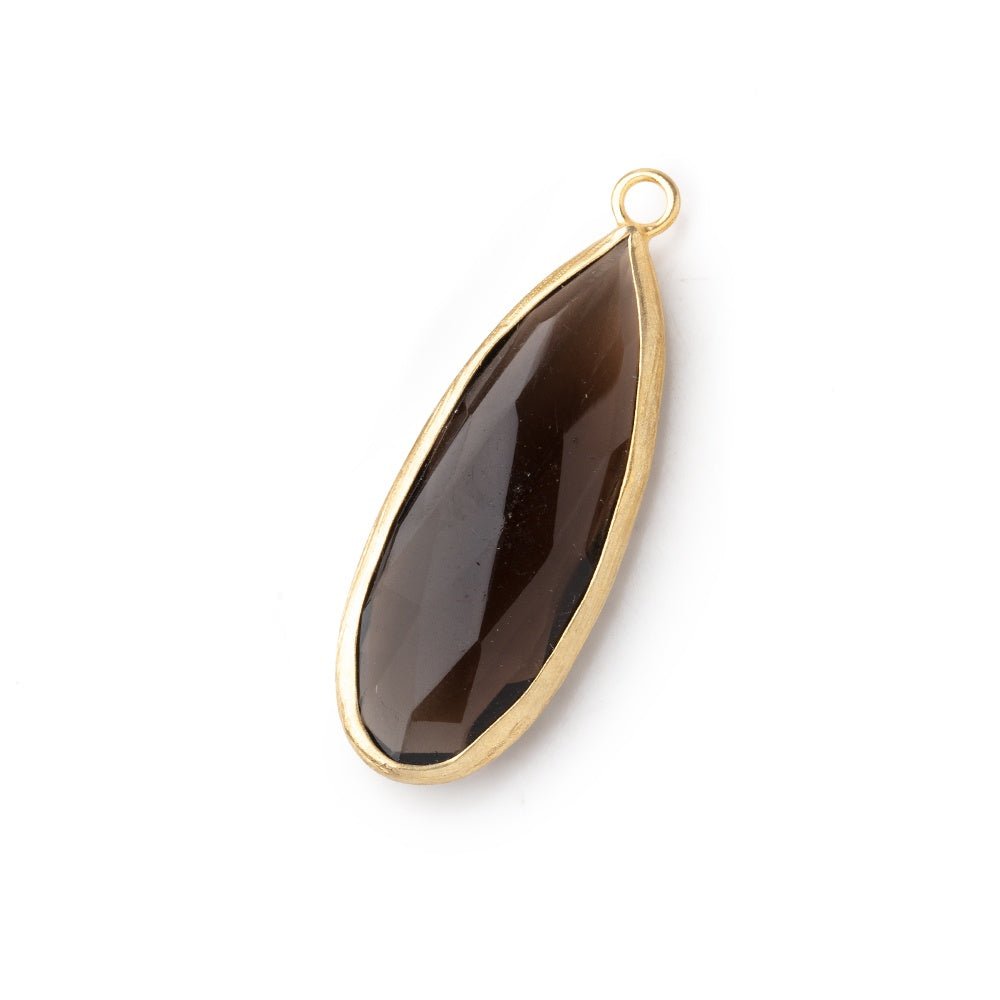 30x12mm Vermeil Bezel Smoky Quartz Pear Pendant 1 piece