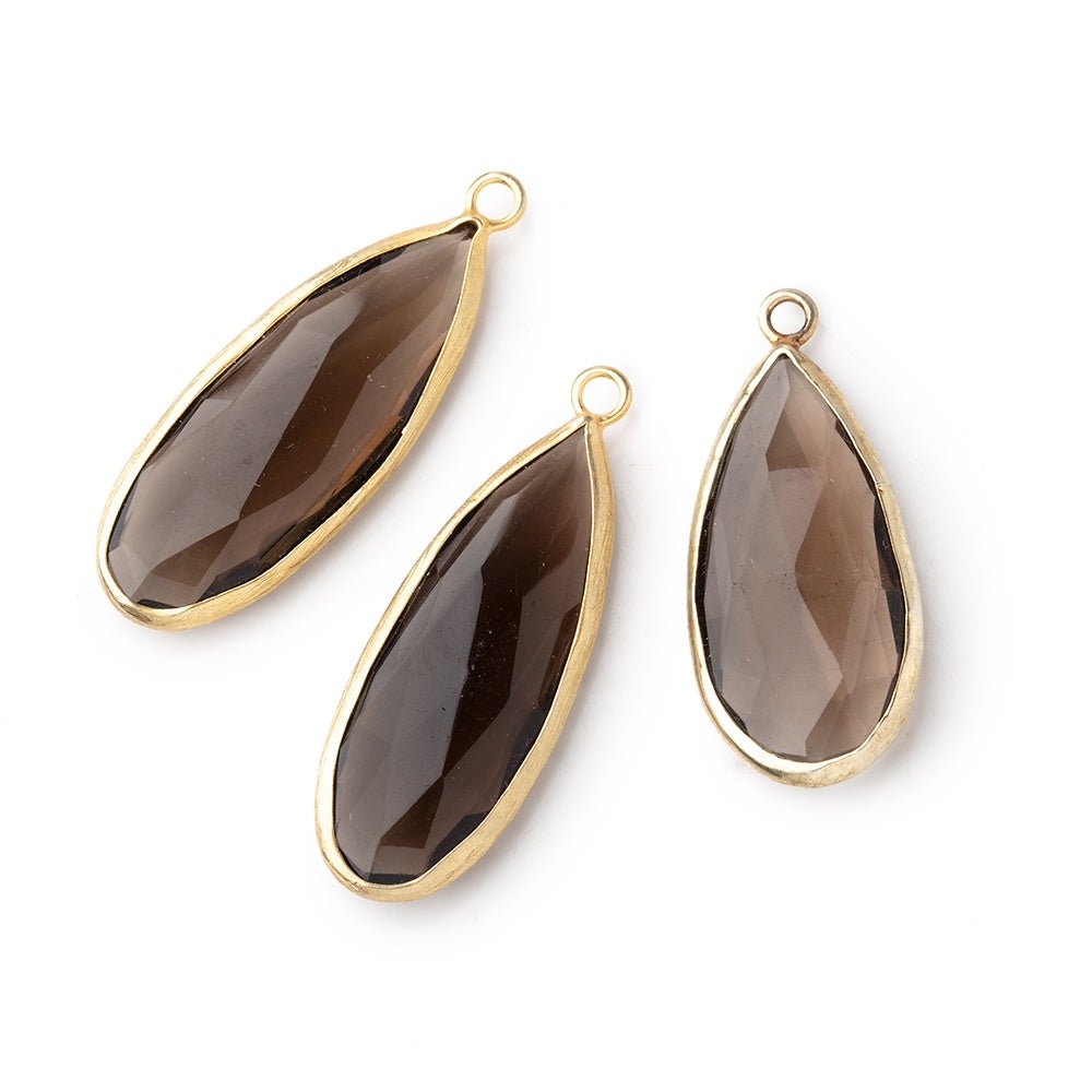 30x12mm Vermeil Bezel Smoky Quartz Pear Pendant 1 piece