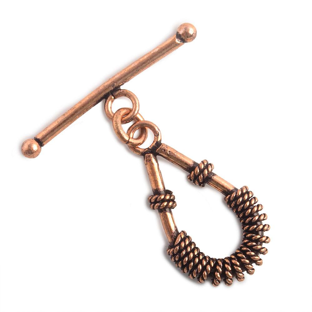 30x15mm Copper Toggle Twisted Wire Wrapped Pear