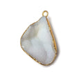 30x21x9mm 22kt Gold Leaf Edged White Drusy Focal Pendant 1 piece