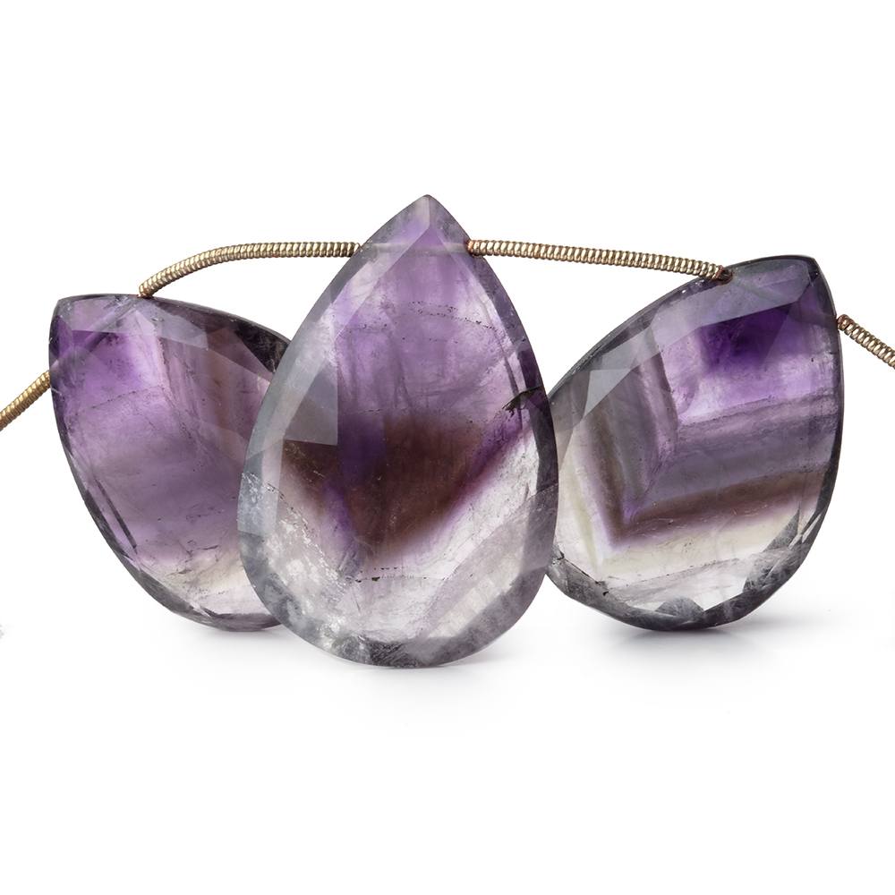 30x22-34x23mm Houndstooth Cape Amethyst Faceted Pear Beads 8 inch 8 pieces