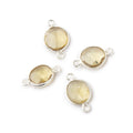 8x8mm Silver .925 Bezel Whiskey Quartz Faceted Nugget Connector Set of 4 Pieces