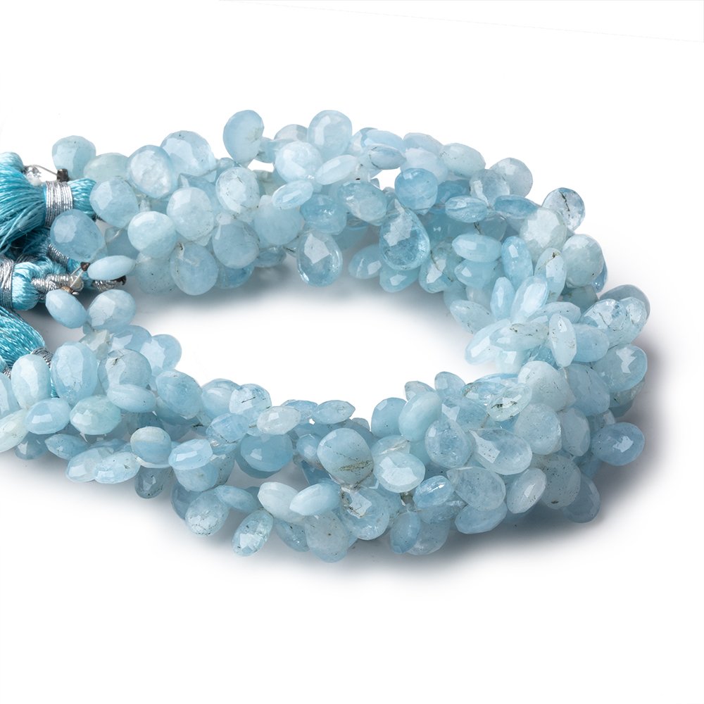 8x6mm Milky Aquamarine faceted pear beads 8 inch 65 pieces AA