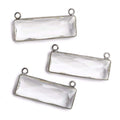 31x11mm Black Gold Bezel Crystal Quartz Bar 2 ring Connector East West 1 piece
