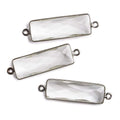 31x11mm Black Gold Bezel Crystal Quartz Bar 2 ring Connector North South 1 pc