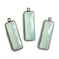 31x11mm Black Gold Bezel Seafoam Chalcedony Bar 1 ring pendant 1 piece