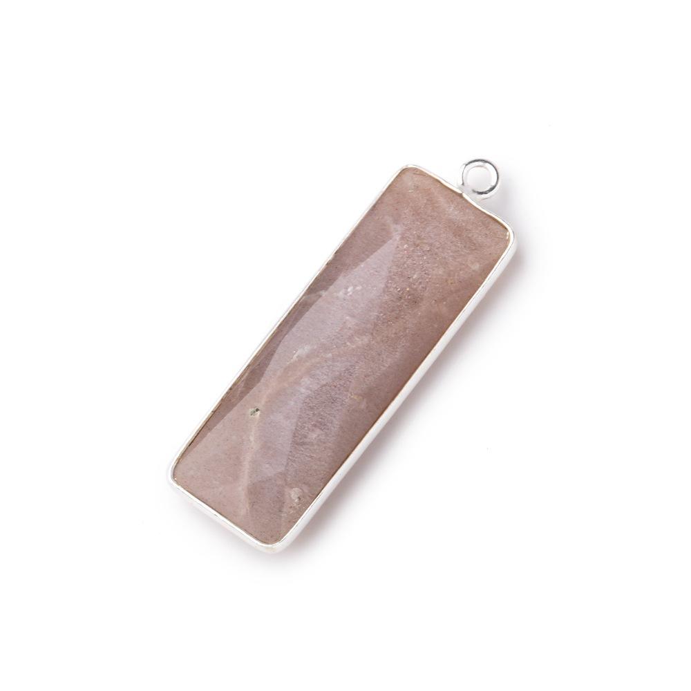 31x11mm Silver Bezel Chocolate Moonstone Bar 1 ring pendant 1 piece