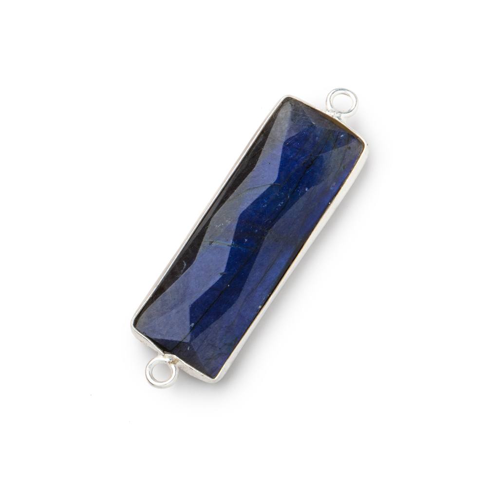31x11mm Sterling Silver Bezel Labradorite Bar 2 ring Connector