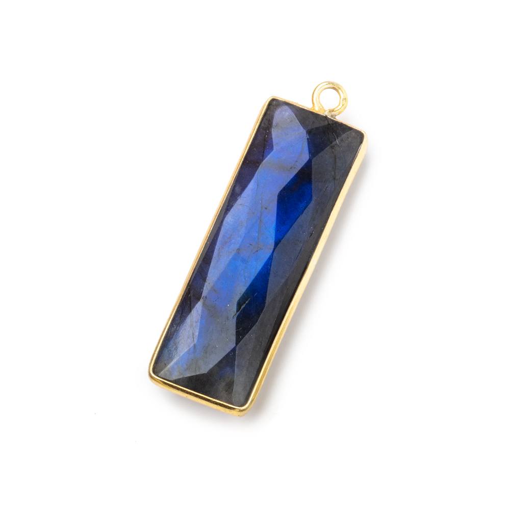 31x11mm Vermeil Bezel Labradorite Bar 1 ring pendant 1 piece