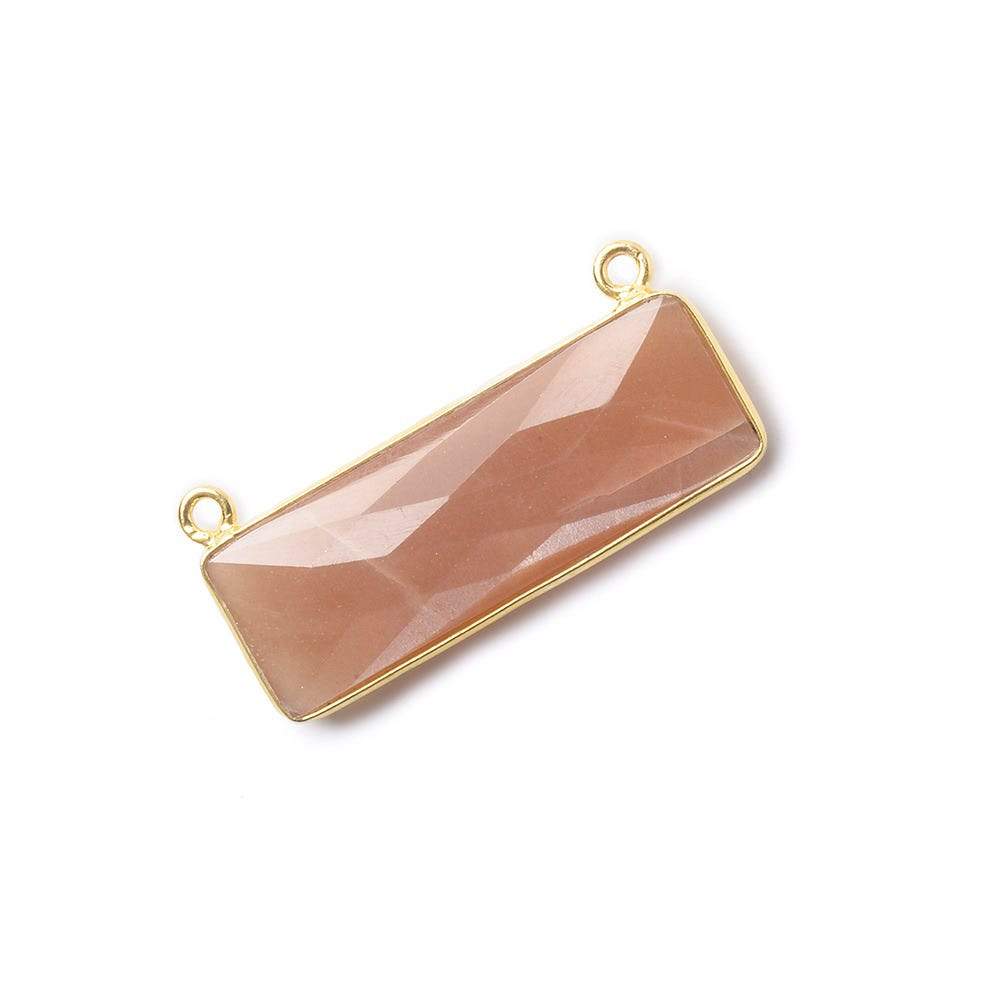31x11mm Vermeil Bezel Peach Moonstone Bar 2 ring Connector East West 1 pc