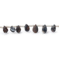 5x4-8x5mm Black Drusy Agate Pear Beads 7.5 inch 23 pieces