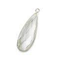 32x12mm Silver .925 Bezeled Crystal Quartz Pear Pendant 1 piece