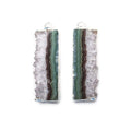 32x12mm Silver Leafed Bolivian Amethyst Natural Slice Pendant Set of 2
