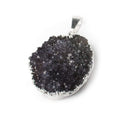 32x25x8mm Silver Leafed Amethyst Crystals Focal Bead with Bail