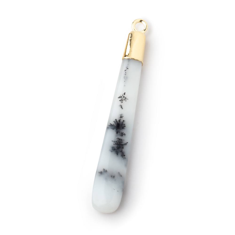 32x5-38x7mm Gold Leafed Dendritic Opal Pear Pendant 1 focal piece