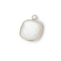 13x13mm Silver .925 Bezeled White Moonstone faceted pillow Pendant 1 piece