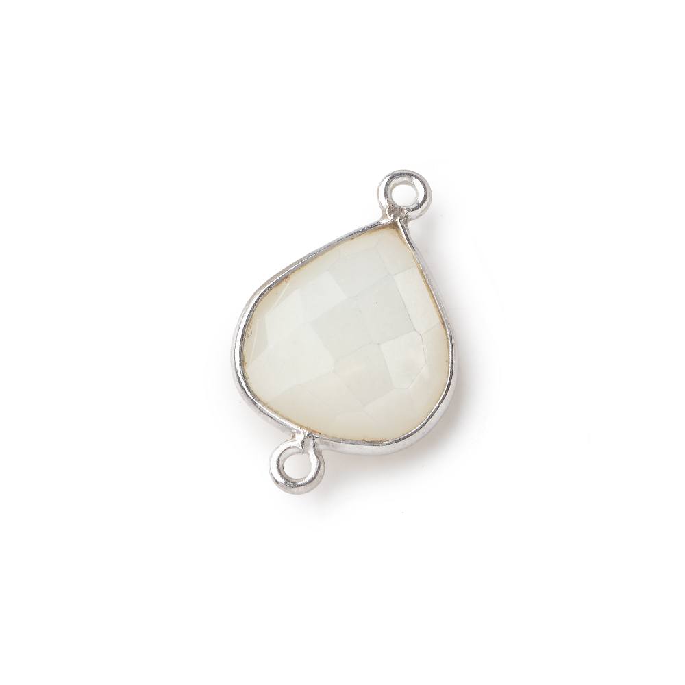16x14mm Silver .925 Bezel White Moonstone faceted pear Connector 1 piece