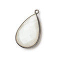 26x17mm Black Gold .925 Bezel White Moonstone faceted pear Pendant 1 piece