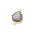 16x14mm Vermeil Bezel Platinum Grey Moonstone faceted pear Connector 1 piece