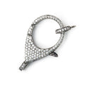 33x18mm Black Gold .925 Silver Pave CZ Lobster Clasp with CZ Ring 1 piece