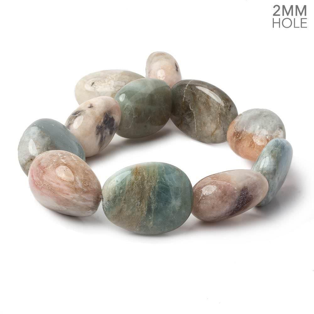 Multi Beryl straight drilled plain nuggets 16 inch 11 large hole beads