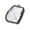33x28mm Black Gold Leafed White Drusy Freeform Pendant 1 piece