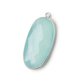34x16mm Silver .925 Bezeled Seaglass Chalcedony faceted Oval Pendant 1 piece