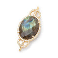 34x18mm Vermeil Bezel CZ & Labradorite Edwardian Oval East West Connector 1 focal bead