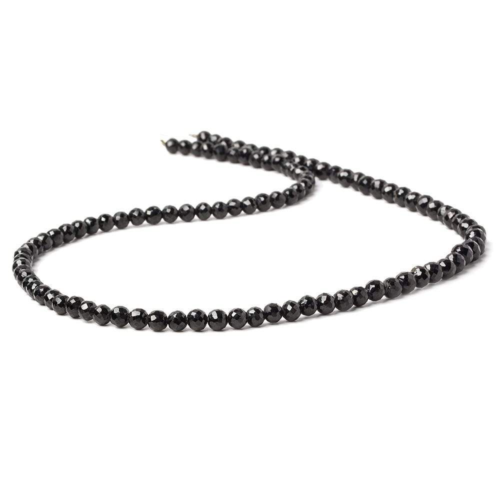 3.5-4.5mm Black Spinel Faceted Round Beads 16 inch 98 pieces