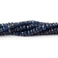 3.5-4.5mm Dark Blue Sapphire faceted rondelles 16 inches 210 beads AA