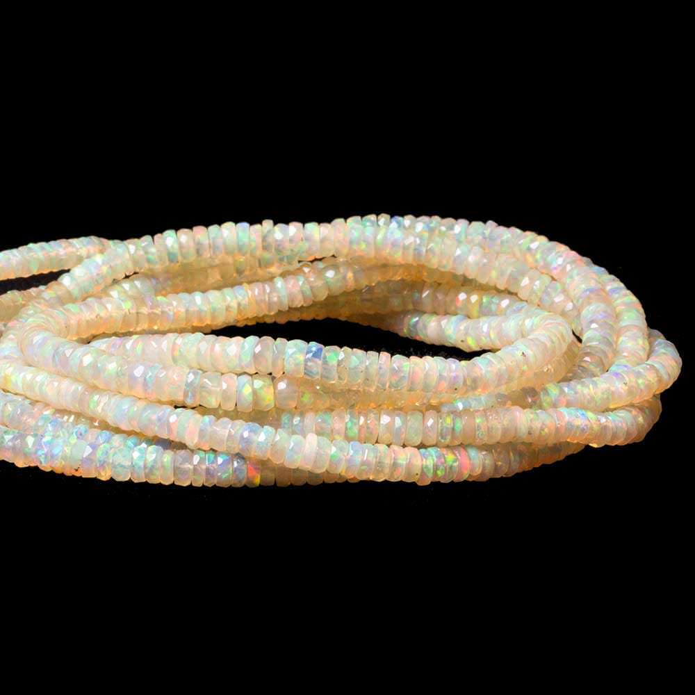 3.5-4.5mm Ethiopian Cream White Opal faceted heshi beads 16 inch 255 pieces