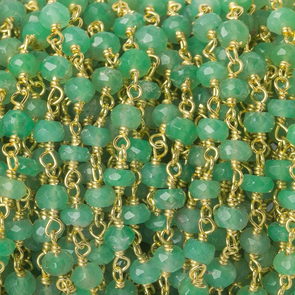 3.5-4mm Chrysoprase faceted rondelle Vermeil Chain by the foot 40 beads