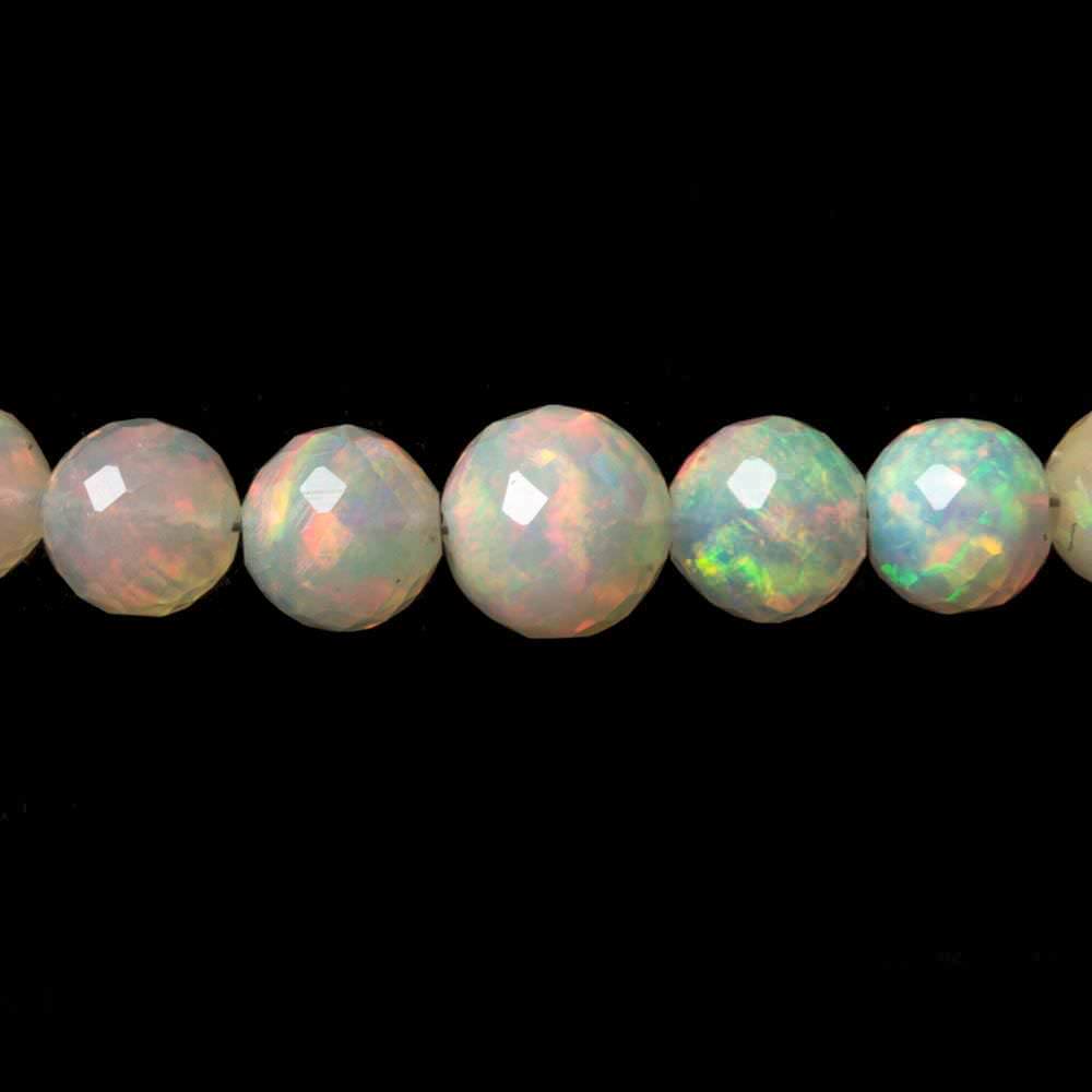 3.5-6.5mm Ethiopian Cream White Opal faceted round beads 17 inch 100 pcs
