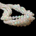 3.5-6mm Ethiopian Cream White Opal faceted round beads 16 inch 100 pcs