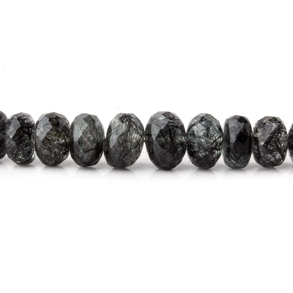 3.5-7mm Black Tourmalinated Quartz faceted rondelle beads 18 inch 135 pieces A