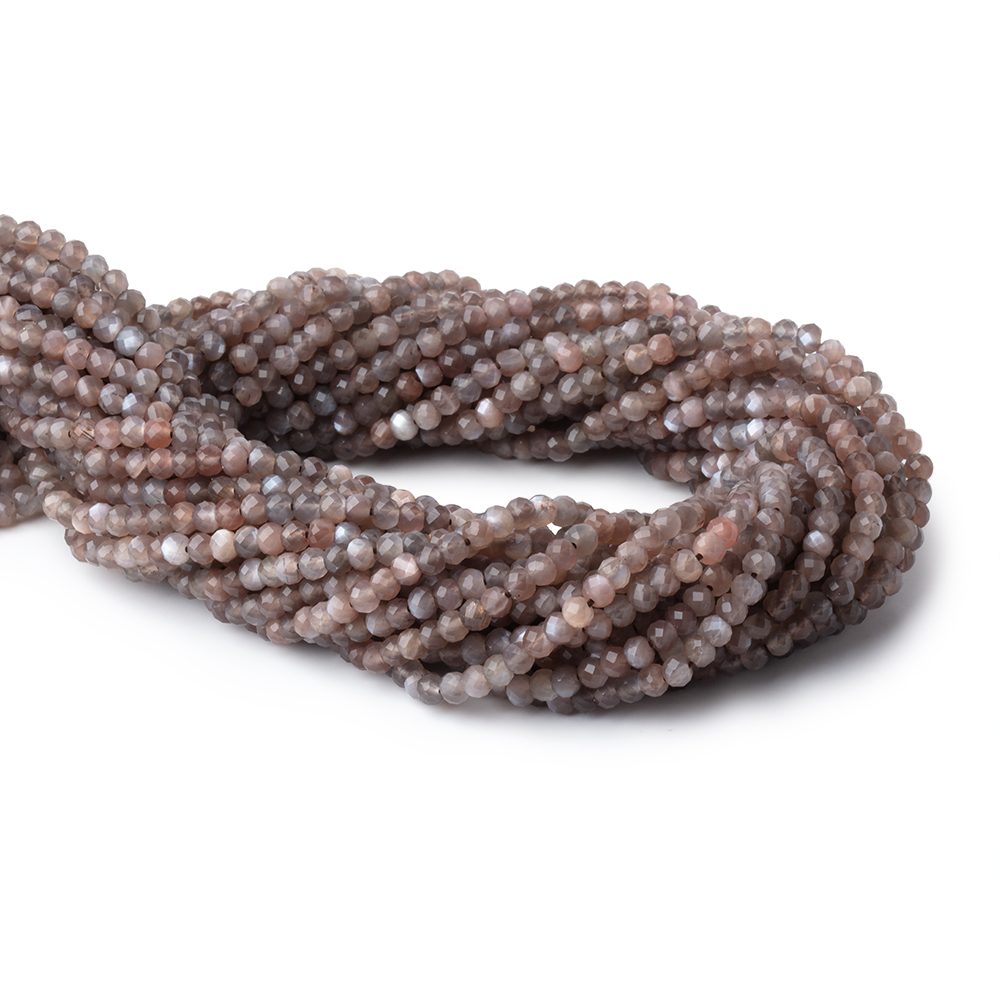 3.5mm Chocolate Moonstone Micro Faceted Rondelles 12.5 inch 215 Beads