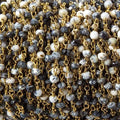 3.5mm Dendritic Opal faceted rondelle Gold plated Chain by the foot 39 pieces