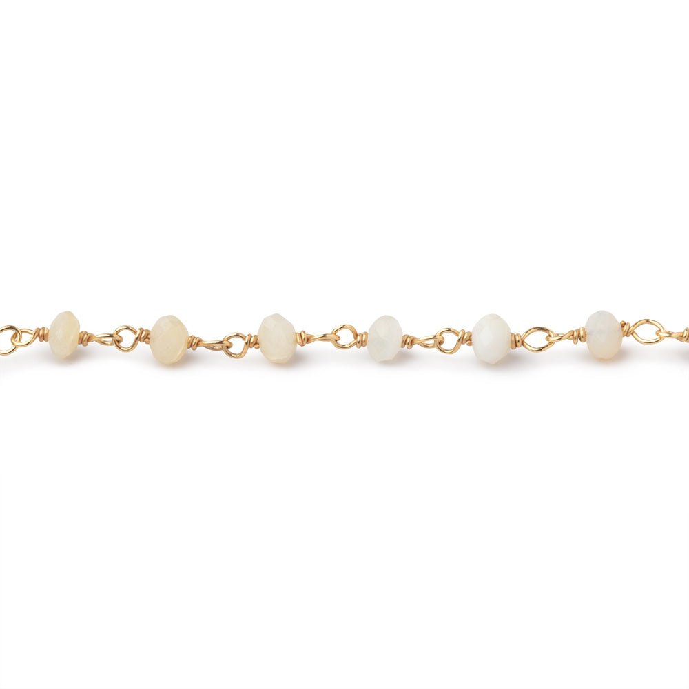 3.5mm Ethiopian Opal Micro Faceted Rondelles on Vermeil Chain