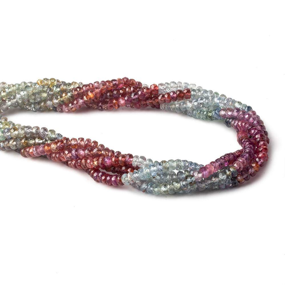 3.5mm Fancy Sapphire faceted rondelle 14 inches 171 Beads