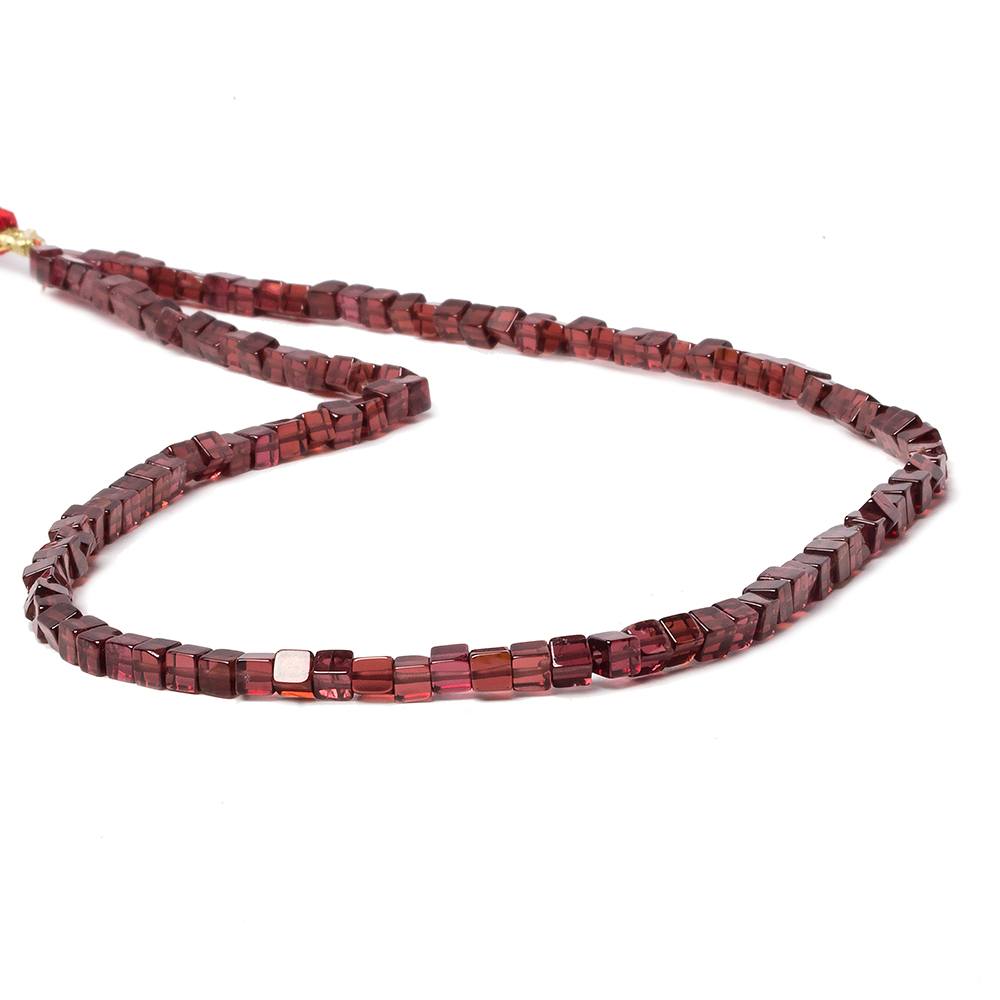 3.5mm Garnet Plain Cube Beads 16 inch 120 pieces