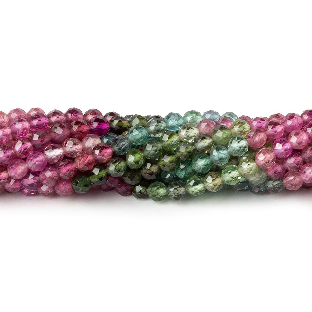 3.5mm Multi color Tourmaline micro faceted rounds 13 inch 100 pieces AAA
