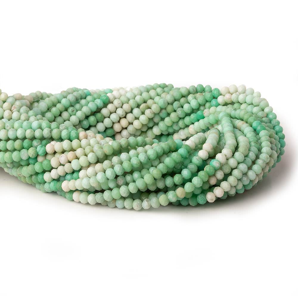 3.5mm Shaded Prase Opal micro faceted rondelles 13 inch 115 beads