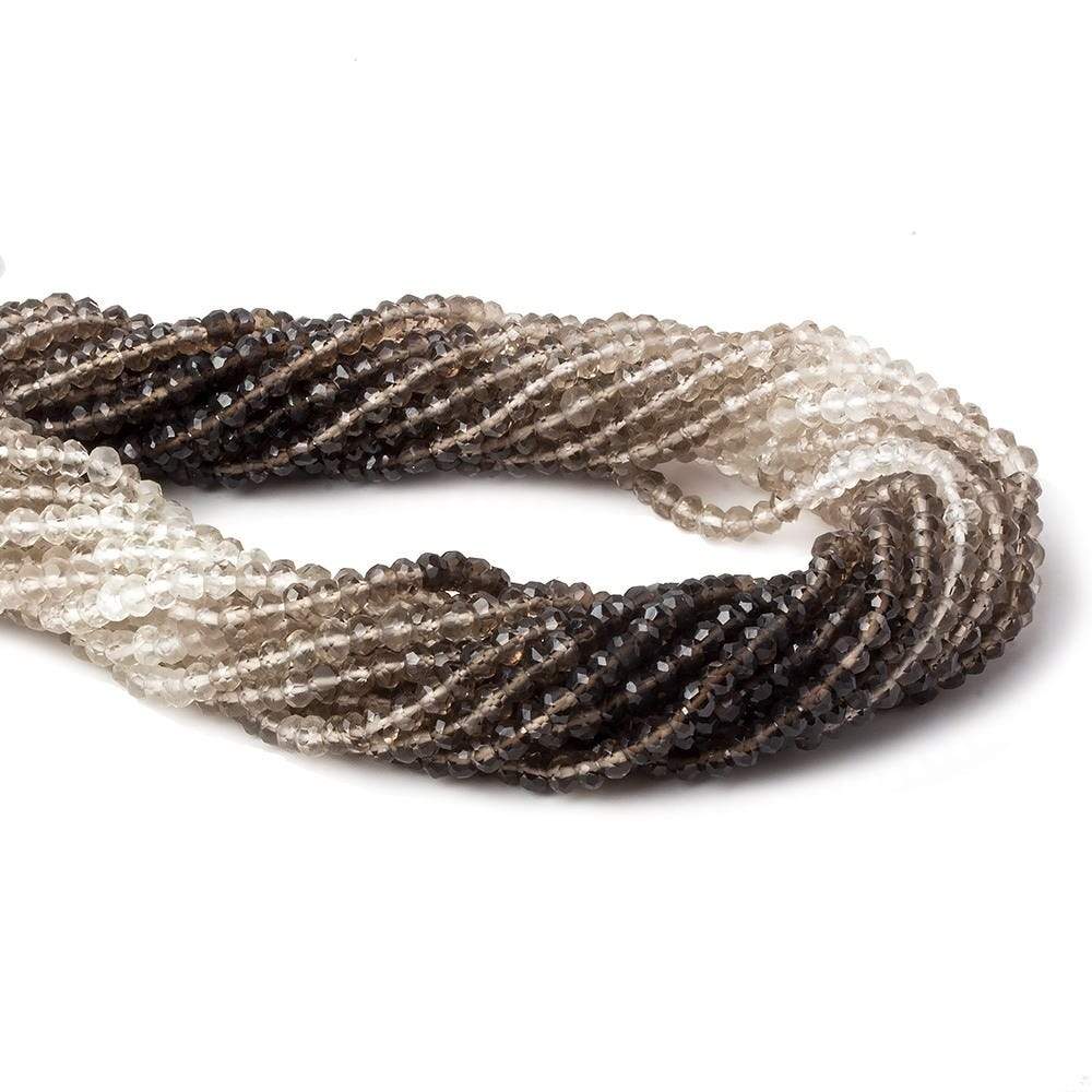 3.5mm Smoky Quartz faceted rondelle beads 13.5 inch 140 pieces A