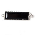 35x10mm Silver Leafed Black Chalcedony Faceted Bar Connector 1 piece