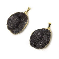 35x28x6mm Gold Leafed Amethyst Drusy Pendant with Gold Bail 1 piece