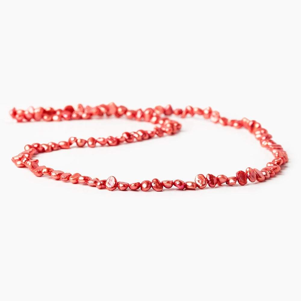 3.5x3-4x3mm Salmon Orange Side Drilled Baroque Freshwater Pearl 15 inch 92 pcs