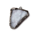 35x32mm Black Gold Leafed Gray Drusy Freeform Pendant 1 piece