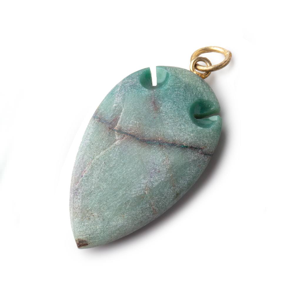 36x20mm Chrysocolla Matte Arrowhead Focal Pendant 1 piece